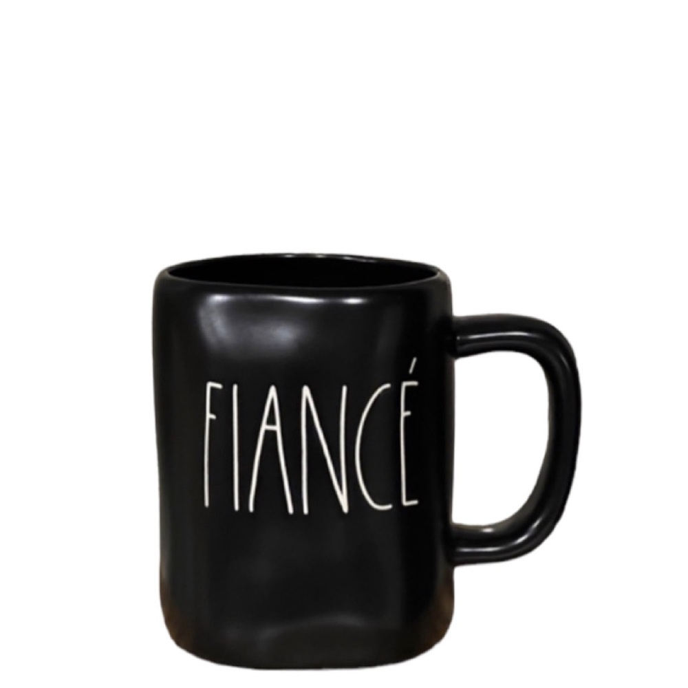 NEW New Rae Dunn "FIANCÉ" Artisan Collection Ceramic Coffee Mug 16 oz Black